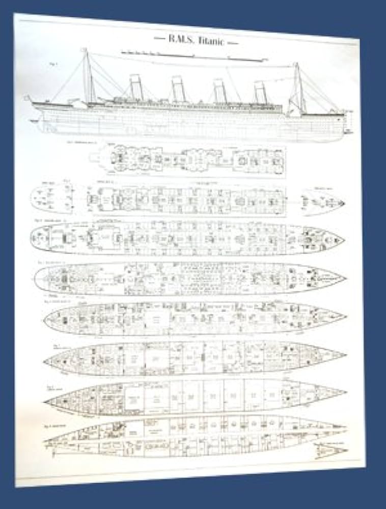 タイタニック図面 1911 客船タイタニックの一般配置図 【Maritime Gallery Ocean
